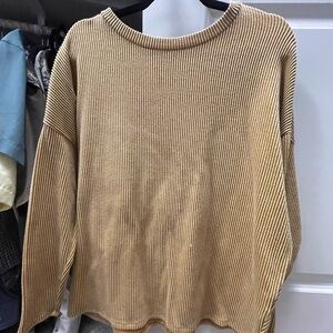 Cherish Beige Striped Crew Neck Sweater